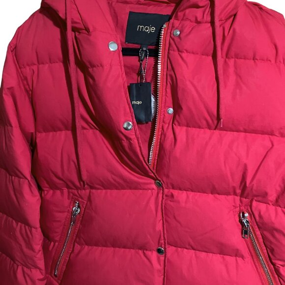 Maje NWT Down Puffer Jacket Hooded Coat Size L - Picture 9 of 11
